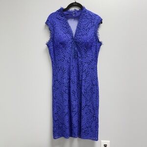 Royal Queen Collection Blue Lace Beaded Dress Women 16 Cocktail Evening